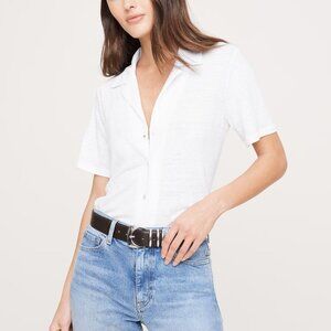 NWT Banana Republic White 100% European Linen Knit Relaxed Resort Shirt L